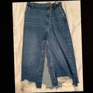 ZARA Denim Ripped Skirt